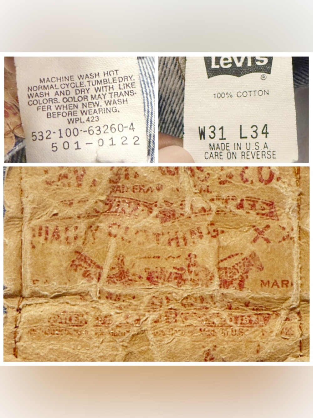 VTG 90s Levi's 501 Acid Wash Jeans Straight Leg High Rise Button Fly USA Sz 31 - Picture 16 of 16